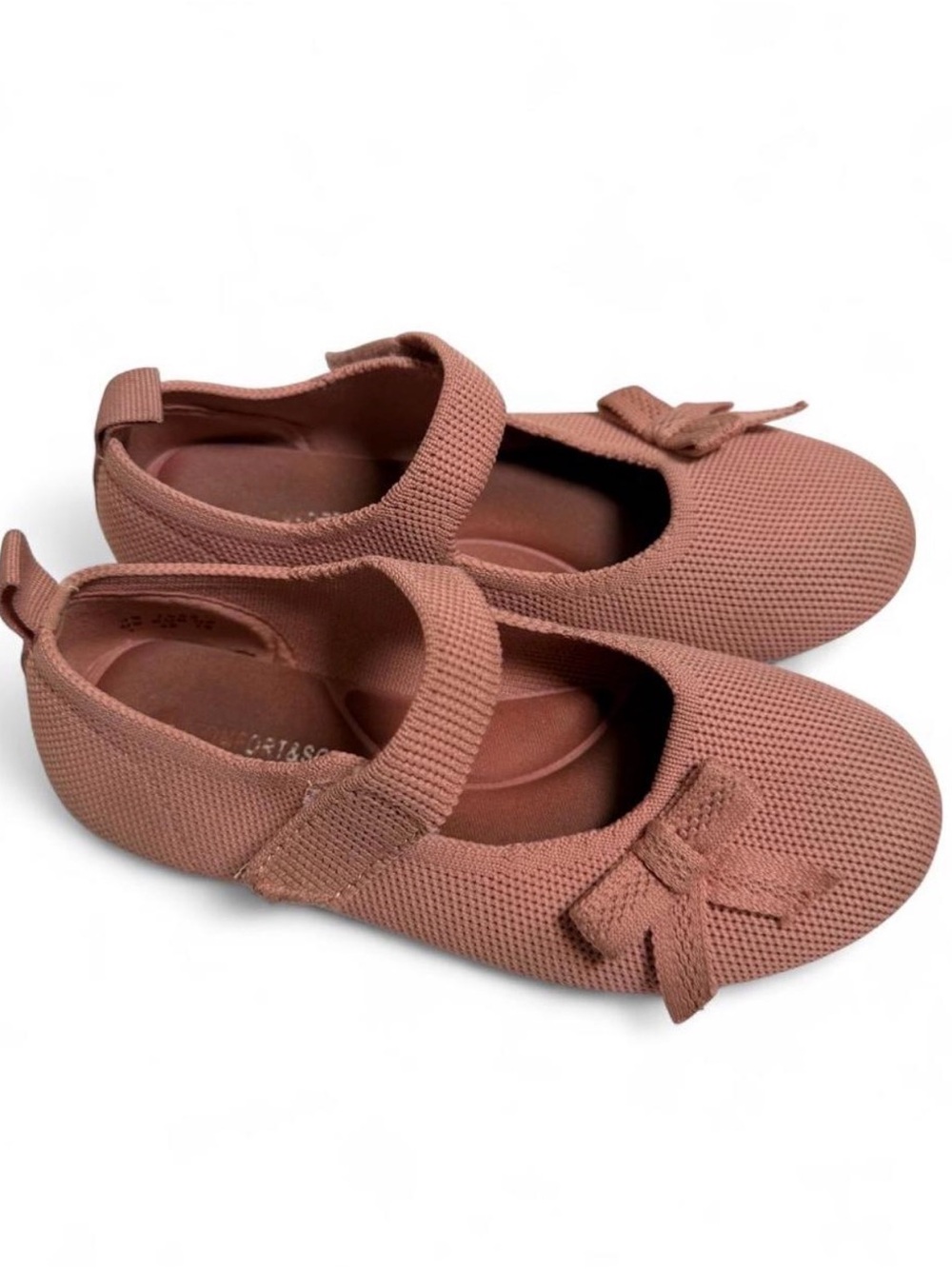 Toddler Mary Jane Knit Flats with Bow - Dusty Rose